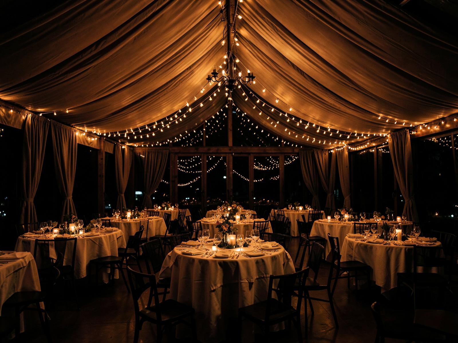 Marquee interior set for a corporate evening event